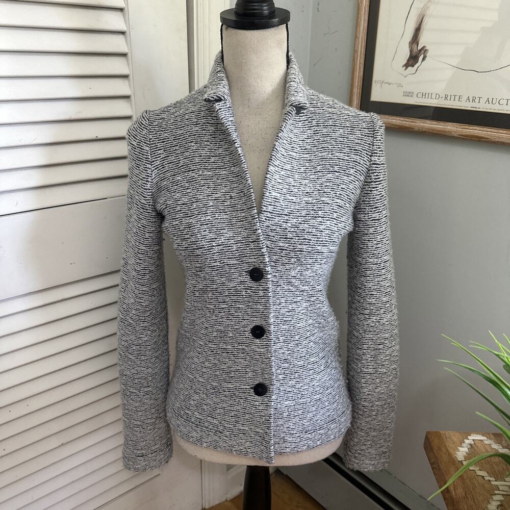 Amina Rubinacci Sweater Jacket Womens 42 US 6 Gray Wool Cashmere Quiet Luxury